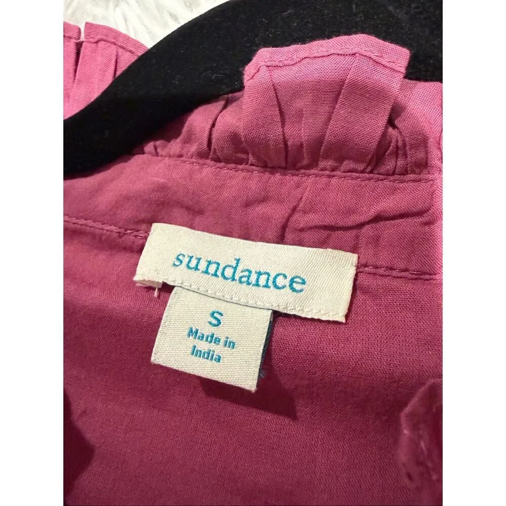 Sundance Lace Eyelet Ruffle Dress in Magenta Pink Small